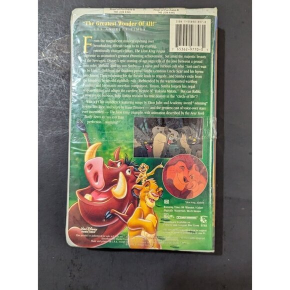 Walt Disney Masterpiece The Lion King VHS Tape - Picture 2 of 7